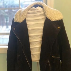 Brown Corduroy Jacket with Sherpa line Collar